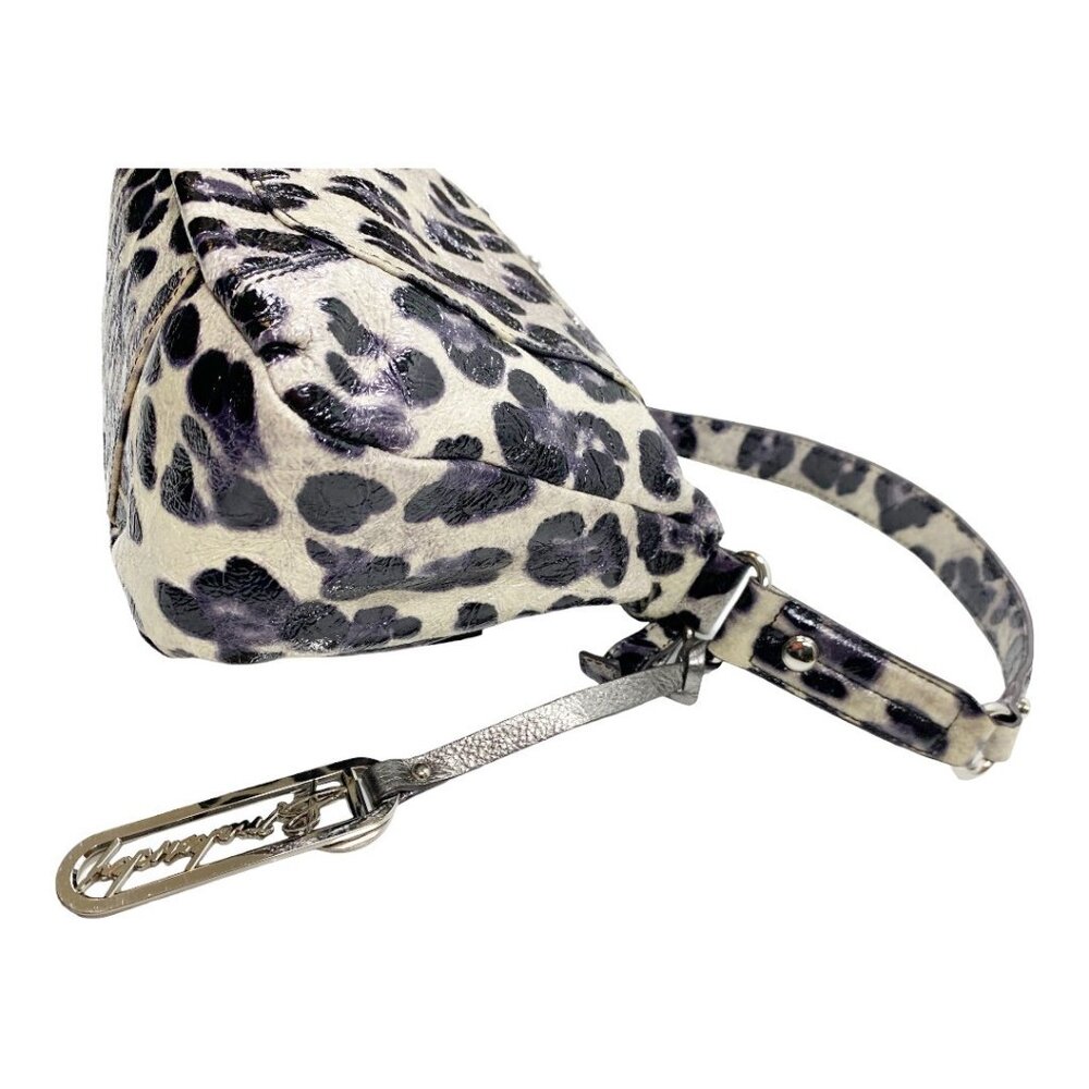 B. Makowsky Shiny Leopard Print Genuine Leather Satchel Handbag Purse - Picture 6 of 16